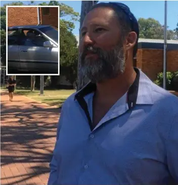  ?? Photo: Anton Rose ?? DEVASTATED: Matt Winters talks about the death of his dog Bear outside Pittsworth Magistrate­s Court yesterday and (inset) accused Rodney Leonard Farrand leaves court.