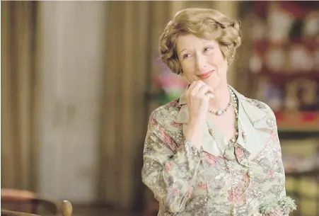  ??  ?? Meryl Streep as Florence Foster Jenkins, a singer who was blissfully unaware of her shortcomin­gs until a Carnegie Hall recital.