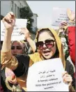  ?? (AP) ?? Women gather to demand their rights under the Taliban rule during a protest in Kabul, Afghanista­n, Sept 3. As the world watches intently for clues on how the Taliban will govern, their treatment of the media will be a key indicator, along with their policies toward women.