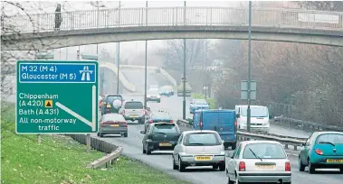  ?? Picture: SWNS ?? Permanent speed cameras set at 40mph have been installed on a stretch of the M32 into Bristol