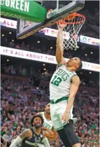  ?? GETTY IMAGES ?? Grant Williams scored a career-high 27 points in the Celtics’ Game 7 victory Sunday against the Bucks in Boston.