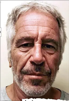  ??  ?? PORTRAIT: Epstein’s picture for the New York sex offender’s registry. Right: How The Mail on Sunday broke Prince Andrew’s link to Virginia Roberts in 2011