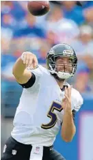  ?? LLOYD FOX/BALTIMORE SUN ?? Joe Flacco missed practice because of his sore right shoulder. “A little bit of rest right now is probably the best thing,” he said.