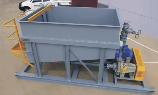  ??  ?? MTP’s undergroun­d dewatering pod is purpose built for the evacuation of undergroun­d water. It can be fed by multiple small pumps or a dam and offers high pressure, high flow rates and much lower operating costs than convention­al PC pumps.