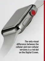  ??  ?? The only visual difference between the cellular and non-cellular versions is a red dot on the Digital Crown.