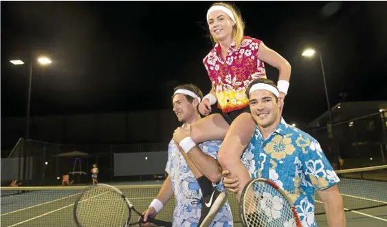  ?? Photo: Kevin Farmer ?? TAKING UP THE CHALLENGE: Hutchies Hurricanes team members Kyle Tonkin (left), Ashleigh Braden and Brandon Tonkin prepare to take to the court in last year’s Hutchies Corporate Challenge.