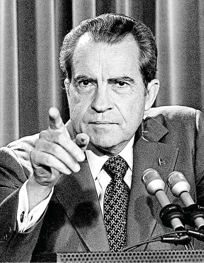  ?? FOTO ČTK ?? Richard Nixon byl společně s celou Republikán­skou stranou na přelomu 60. a 70. let neporazite­lný, nakonec však dopadl neslavně