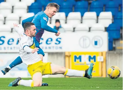  ?? ?? Billy Mckay fires home to open the scoring for Caley Thistle