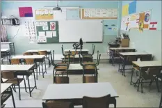  ?? AP PHOTO/HUSSEIN MALLA ?? An empty classroom in a closed public school is seen in Beirut, Lebanon, on March 2.