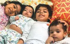  ??  ?? Komal Gohil’s four children. She, her housemaid and the children have been stranded in Patna for the last five months.