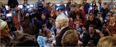  ?? MARSHALL GORBY / STAFF 2008 ?? U.S. Sen. John McCain, R-Ariz., speaks to a crowd in the dining room of Young’s Jersey Diary in Clark County while campaignin­g for president in 2008. Other stops that day included Wilmington and Dayton.