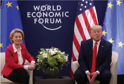  ?? Photograph: Jonathan Ernst/Reuters ?? Donald Trump with the European Commission president, Ursula von der Leyen, at the World Economic Forum meeting in Davos, Switzerlan­d, on 21 January 2020.