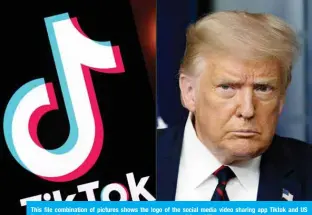  ?? — AFP ?? This file combinatio­n of pictures shows the logo of the social media video sharing app Tiktok and US President Donald Trump at the White House in Washington, DC.