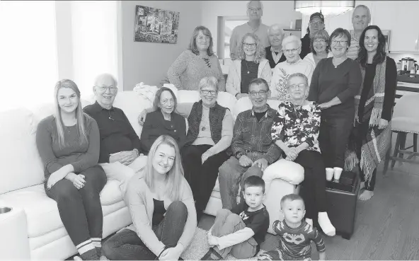  ?? TROY FLEECE ?? Mark Byington, Jean Fish, Faye Viergutz and Mervin Cross gather with family during a reunion in Regina this week. The siblings’ parents had given up Fish and Byington as babies.