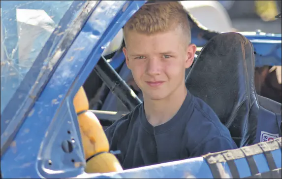  ?? ASHLEY THOMPSON ?? South Berwick resident Kyle Bent, 14, has worked his way up to third place in the Valley Raceway standings after his first eight races as a stock car driver competing on the dirt track located off of the Vault Road extension in Melvern Square.