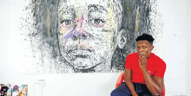  ?? Picture: Moeletsi Mabe ?? Artist Nelson Makamo has exhibited in group and solo exhibition­s in SA, Europe, the US and the UK. According to Strauss &amp; Co, some of his work has fetched close to R160,000 on auction.