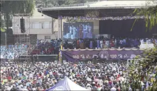  ?? ?? Scenes from Archbishop Ezekiel Guti’s 100th birthday celebratio­n at the Glamis Stadium in Harare recently