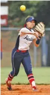  ?? STAFF PHOTO BY TROY STOLT ?? Heritage’s Zoe Wright throws to first base against Ringgold on Aug. 10.