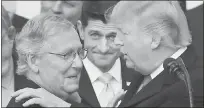  ?? MANUEL BALCE CENETA/ASSOCIATED PRESS ?? The budget deal crafted by Senate Majority Leader Mitch McConnell, left, House Speaker Paul Ryan, center and President Trump leaves a $1.35 billion hole in the Centers for Disease Control preventive health budget.