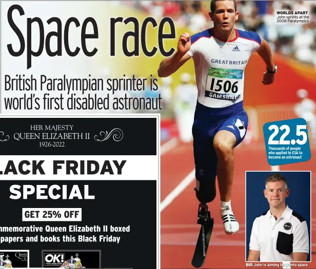  ?? NILIMA MARSHALL ?? WORLDS APART John sprints at the 2008 Paralympic­s
