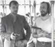  ?? FOTO: DPA ?? Dieter Degowski (links) und HansJürgen Rösner kaperten am 17. August 1988 unter anderem einen Bus in Bremen.