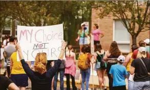  ?? ?? Three Darien High School seniors organized a march on Saturday in town to support abortion rights.