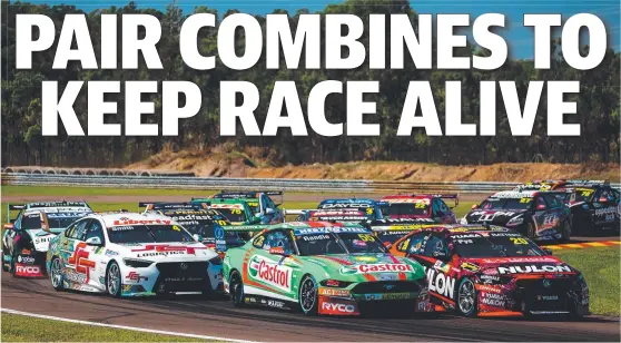  ?? ?? The Supercars field rounds a bend at Darwin’s Hidden Valley Raceway on Sunday. Picture: Getty Images