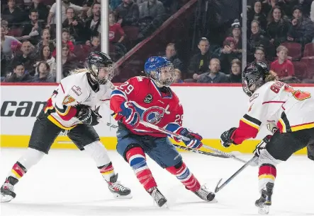  ?? LOUIS-CHARLES DUMAIS/CWHL ?? The Calgary Inferno and Les Canadienne­s de Montreal will square off for the Canadian Women’s Hockey League championsh­ip in the Clarkson Cup on Sunday in Ottawa in a rematch of last year’s title game which Calgary won in convincing fashion.