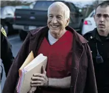  ?? GENE J. PUSKAR/THE ASSOCIATED PRESS ?? The first victim has been compensate­d for abuse by former Penn State University assistant coach Jerry Sandusky, above. A Philadelph­ia newspaper says the settlement is worth ‘several million dollars.’