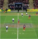  ??  ?? Pitch imperfect: NFL markings are still visible as Spurs play City SKY