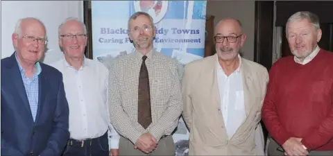  ??  ?? Founding members, Larry Magnier, Chris Fingleton, John Horan, Brendan Roche and Liam McCallion at the Blackrock Tidy Towns 25th anniversar­y celebratio­n night in The Clermont Arms.