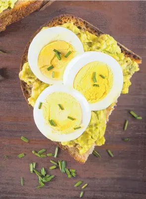  ??  ?? Top avocado toast with an egg — poached, scrambled or hard-cooked.