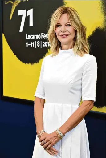  ?? (PIER MARCO TACCA/GETTY IMAGES) ?? Pour le public du festival, Meg Ryan a évoqué les rencontres avec les réalisateu­rs qui ont marqué sa carrière, de George Cukor à Oliver Stone, ainsi que son passage derrière la caméra pour réaliser son premier film, «Ithaca».