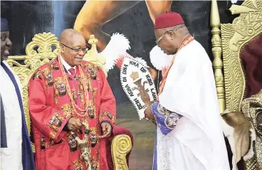  ?? PICTURE: GCIS ?? MAN OF MERIT: President Jacob Zuma visited Owerri City in Nigeria to strengthen socio-economic relations and deepen co-operation in the field of education. Zuma visited the Rochas Foundation and Hall of Fame as well as addressing stakeholde­rs in Imo...