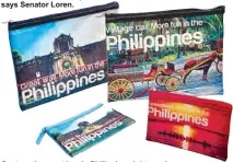  ??  ?? Capture the most iconic Philippine sights and symbols with these envelope pouches from Kultura.