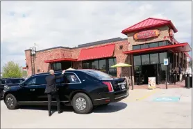  ?? (AP Photo/Alex Brandon) ?? President Joe Biden’s limosine is seen outside Sheetz, where the President stopped enroute to Pittsburgh Internatio­nal Airport, Wednesday, April 17, 2024, in Pittsburgh, Pa.