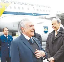  ?? BETO BARATA/PR ?? O presidente Michel Temer desembarco­u na Suíça com ministros