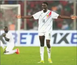  ?? PHOTO: AP ?? Guinea's Mohamed Bayo reacts after scoring the winning lone goal during the Africa Cup of Nations match against Equatorial Guinea...yesterday.