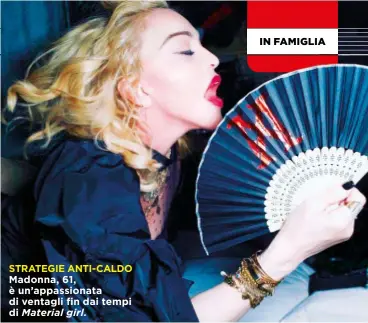  ??  ?? STRATEGIE ANTI-CALDO Madonna, 61, è un’appassiona­ta di ventagli fin dai tempi di Material girl.