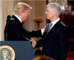  ??  ?? La nomina.
Il presidente Donald Trump ha scelto Neil Gorsuch nono componente della Corte suprema