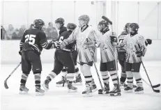  ?? [LIZ BEVAN / THE OBSERVER] ?? On Saturday morning, the Woolwich Sun Rays faced off against the Grey-Bruce Falcons at the WMC for a friendly game of hockey.