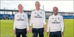  ??  ?? SIN PINTUS. Zidane acudió con Bettoni (abajo, izquierda) y Hamidou.