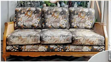  ??  ?? Leigh Aston had a budget of $1000 for a sofa. Upcycling a Trade Me purchase, above, cost her $664.