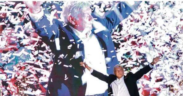  ?? FOTO: DPA ?? Andrés Manuel López Obrador (64) während seiner abschließe­nden Wahlkampfv­eranstaltu­ng im Aztekensta­dion.