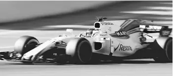  ?? — AFP photo ?? Williams Martini Racing’s Canadian driver Lance Stroll drives at the Circuit de Catalunya in Montmelo on the outskirts of Barcelona during the third day of the first week of tests for the Formula One Grand Prix season.