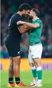  ?? Photo / Photosport ?? Akira Ioane and Jamison GibsonPark hongi.