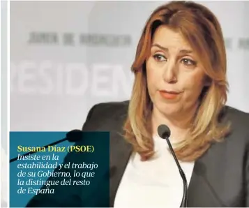  ?? J. M. SERRANO ?? Susana Díaz (PSOE) Insiste en la estabilida­d y el trabajo de su Gobierno, lo que la distingue del resto de España