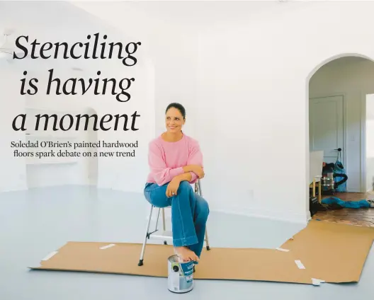  ?? JAMES JACKMAN/THE NEW YORK TIMES PHOTOS ?? Broadcast journalist Soledad O’Brien sits in a guesthouse room prepped for floor stenciling Sept. 25 at her home in West Palm Beach, Florida.