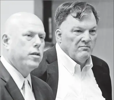  ?? ?? BLOOD TRAIL: Rex Heuermann (above, right) is the chief suspect in the death of Maureen Brainard-Barnes (top inset), and is charged with the murders of Melissa Barthelemy (descending), Megan Waterman and Amber Lynn Costello.