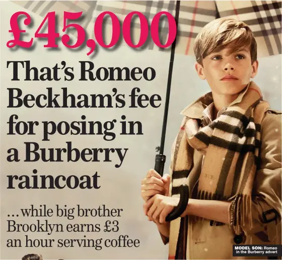  ??  ?? MODEL SON: Romeo in the Burberry advert